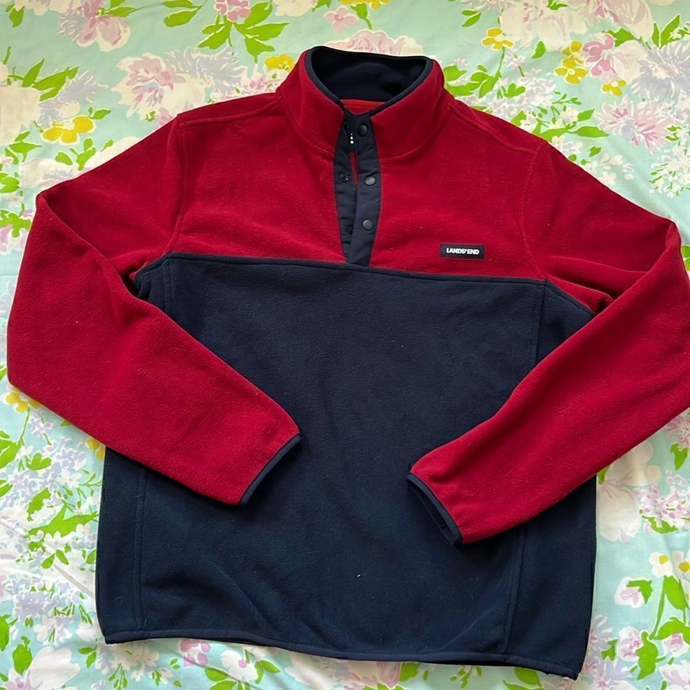 Lands End Colorblock 1/4 Snap Fleece - M